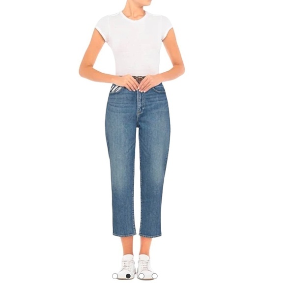 Alice + Olivia Denim - Alice + Olivia Amazing High Rise Girlfriend Slim Straight Animal Print Jeans 32